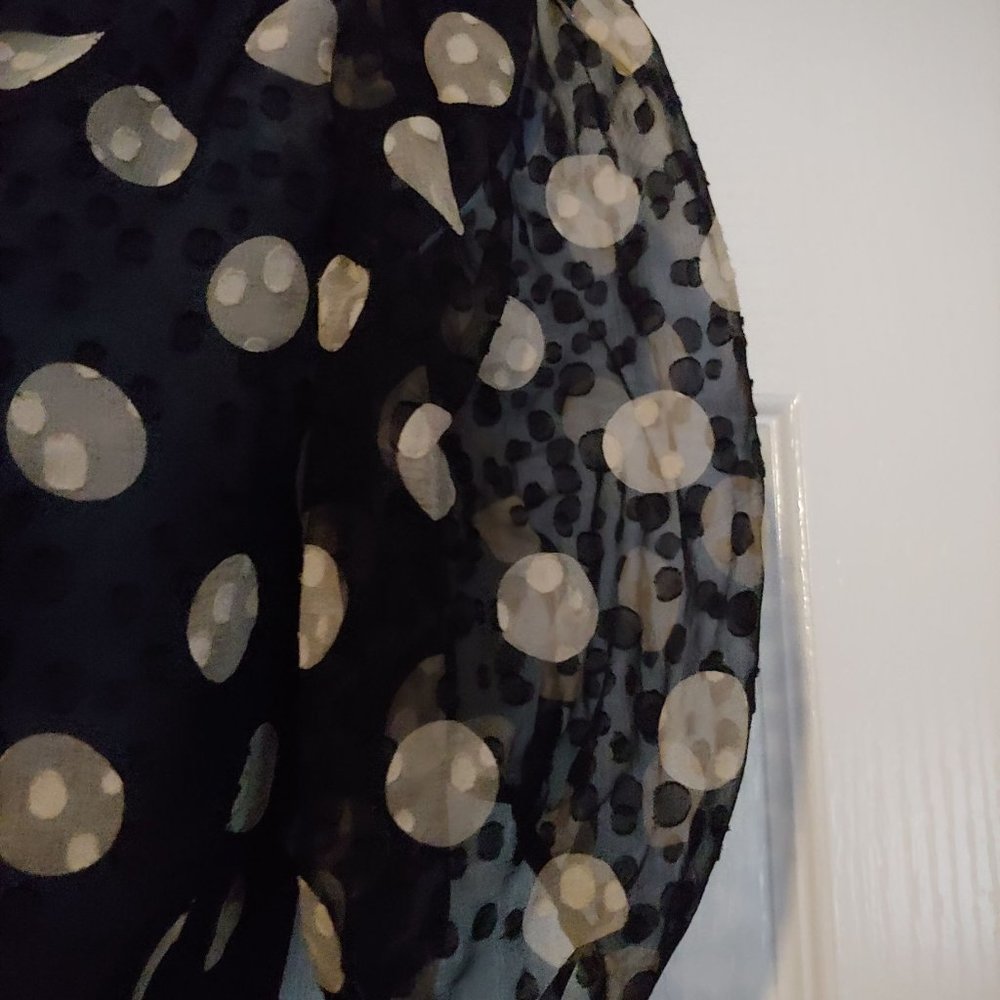 Hanae Mori Vintage 100% Silk Short Sleeve Button Top Tiered Midi Skirt Polka Dot - Picture 9 of 16